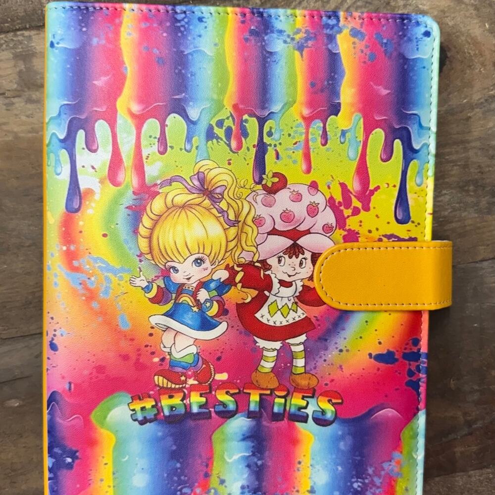 Rainbow Brite & Strawberry Shortcake Besties A5 6 ring binder with paper.